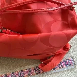 Coach | Bags | Nwot Coach Orange Nylon Logo Backpack | Poshmark display picture 2